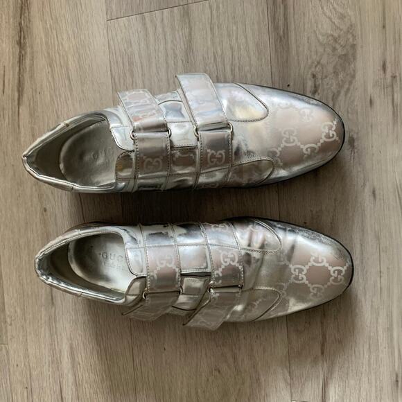 Gucci Silver Logo Sneakers Size 43 - Picture 2 of 5
